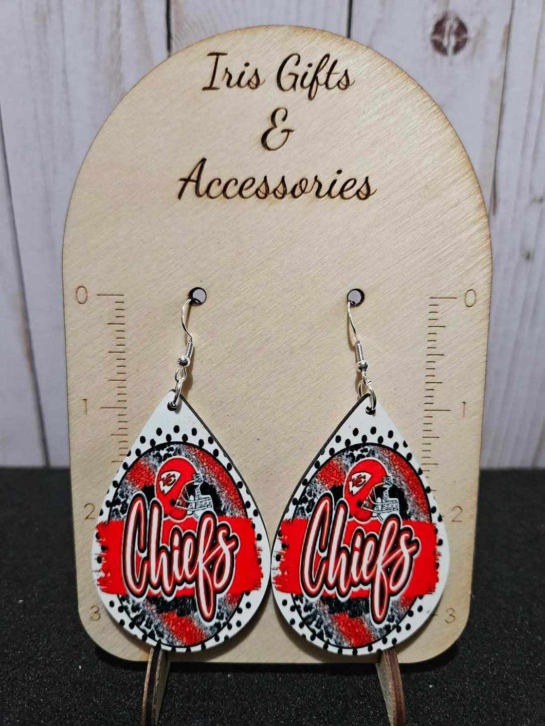 Large KC Helmet Red Earrings