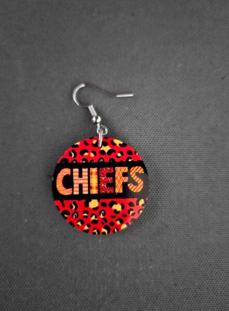 Chiefs Leopard Round Earrings