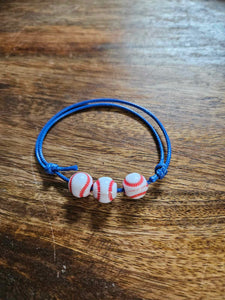 Blue Baseball Slip Bracelets