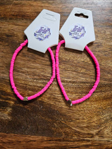 Colorful Beaded Clay Ankle Bracelets - Pink