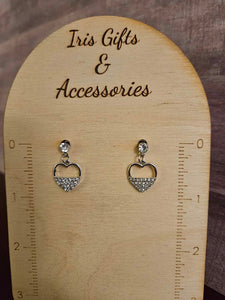 Silver & Bling Heart Post Earrings