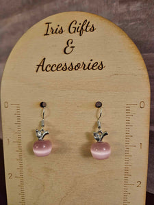 Crystal Pink Apple Fishhook Earrings