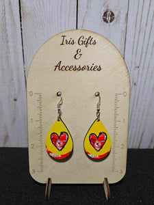 Red Heart/Yellow KC Earrings