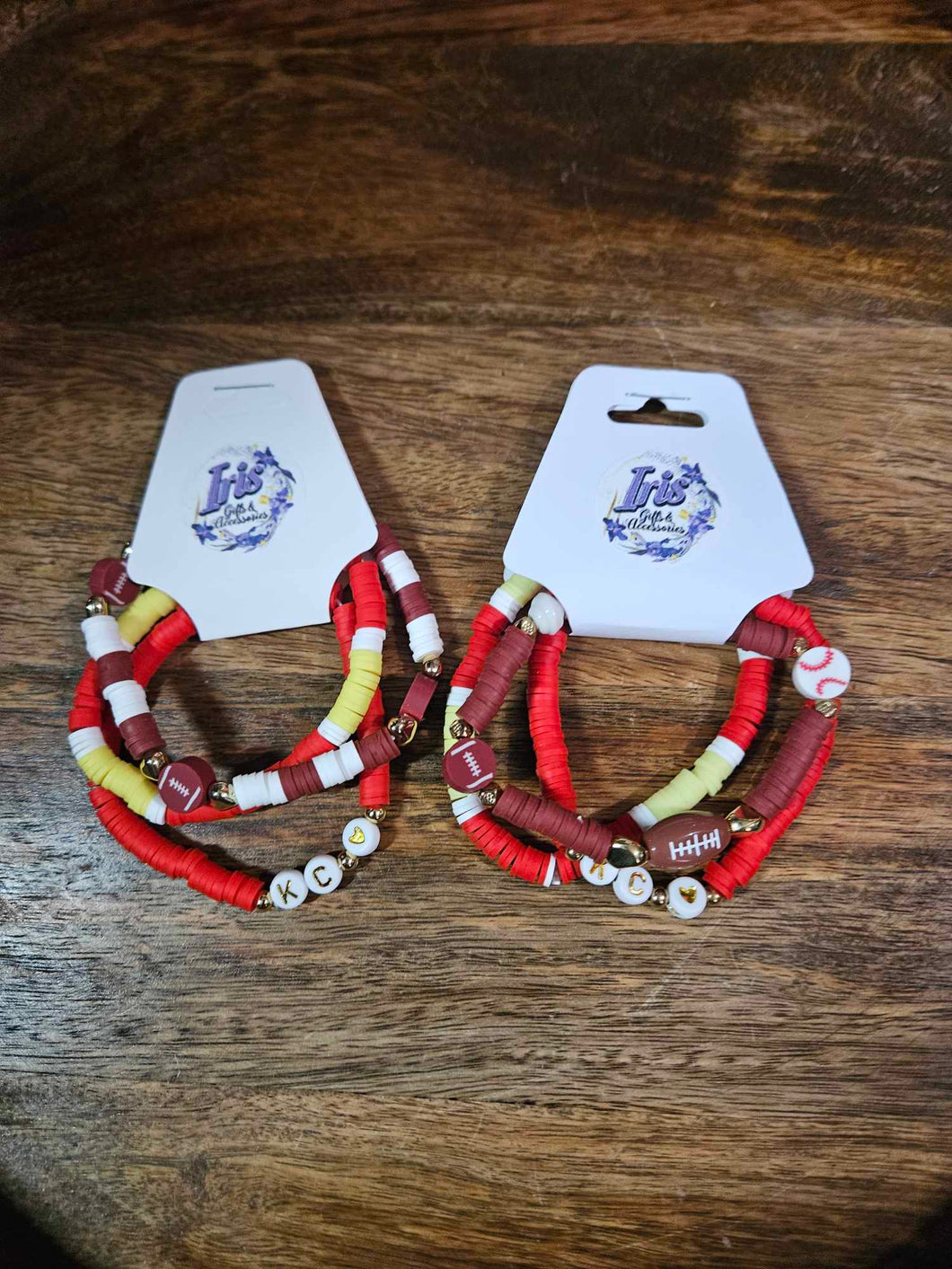 Red/Yellow/White & Football Stacked KC Bracelet