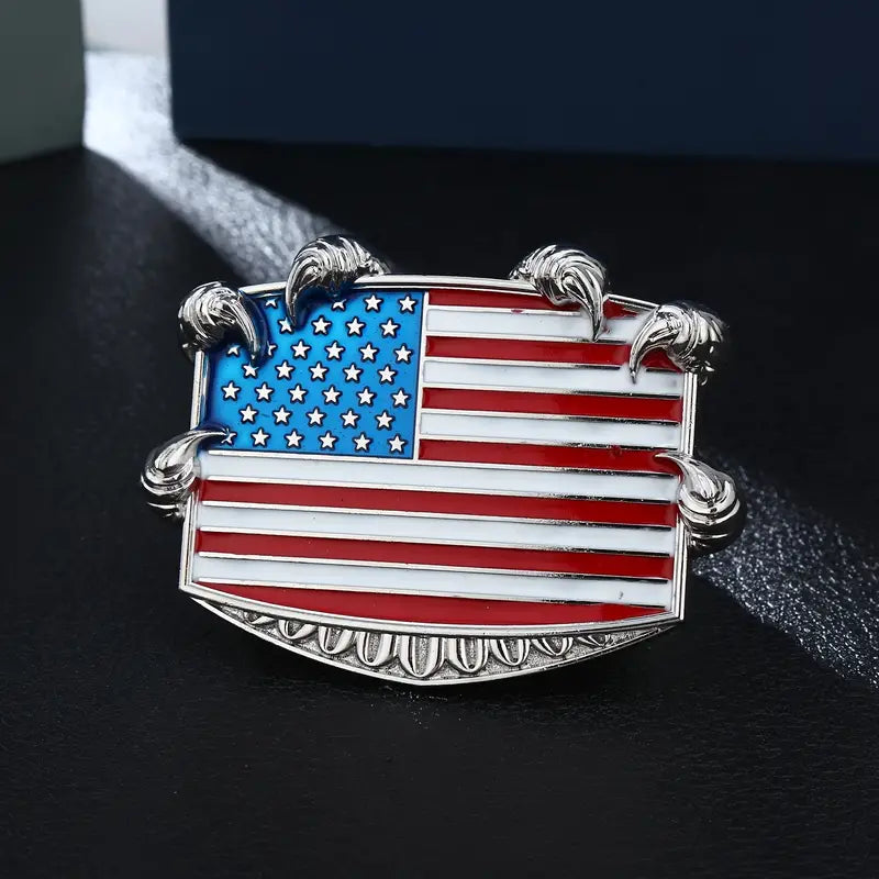 USA Flag with Eagle Claws Belt Buckle