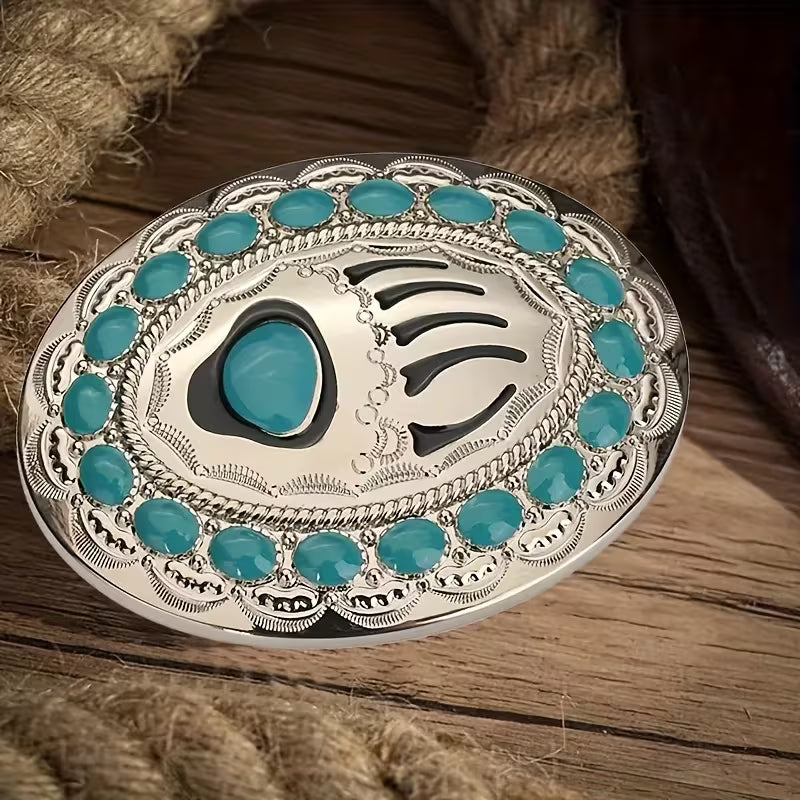 Turquoise Bear Claw Belt Buckle
