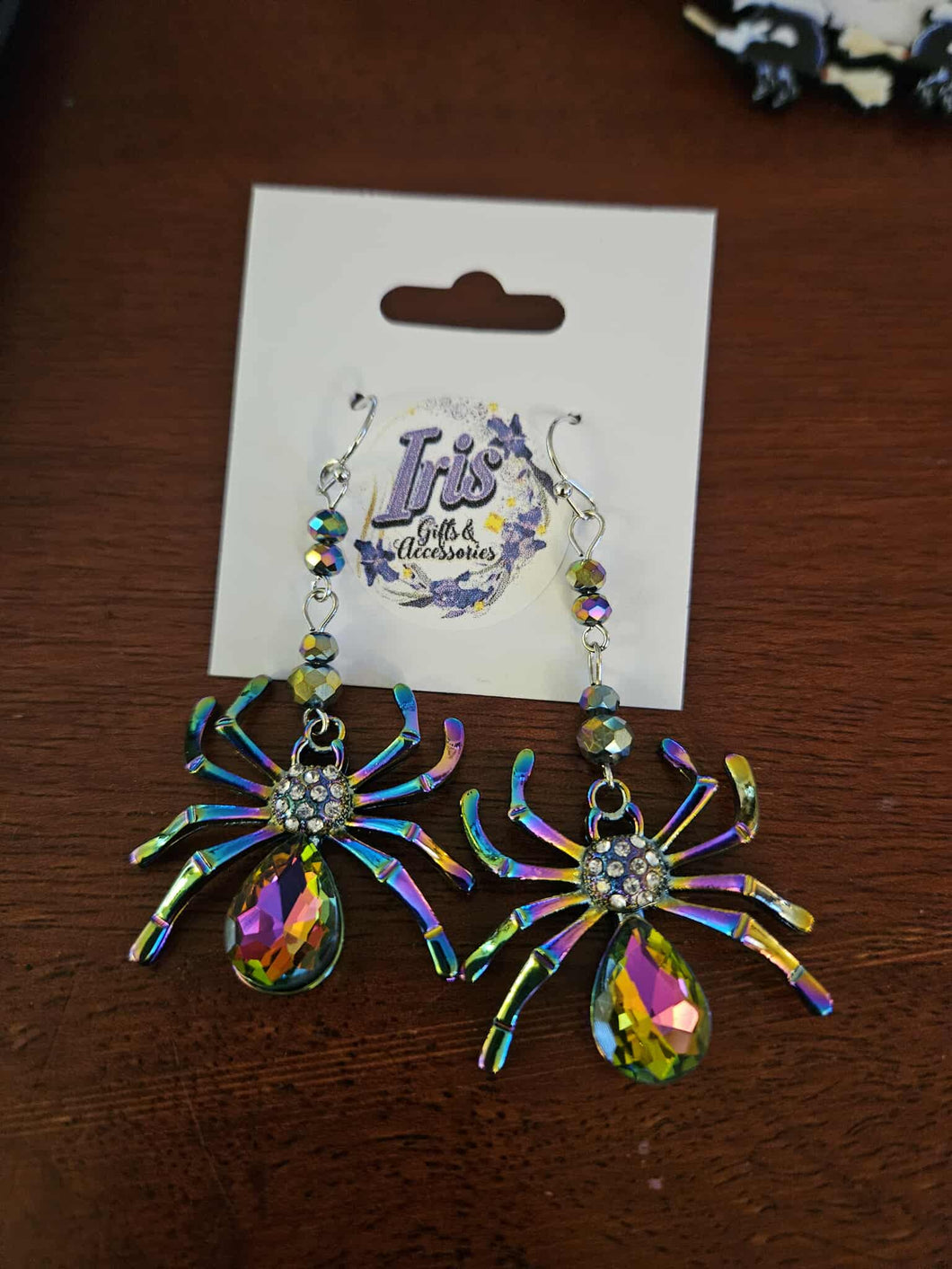 Iridescent Spider Earrings