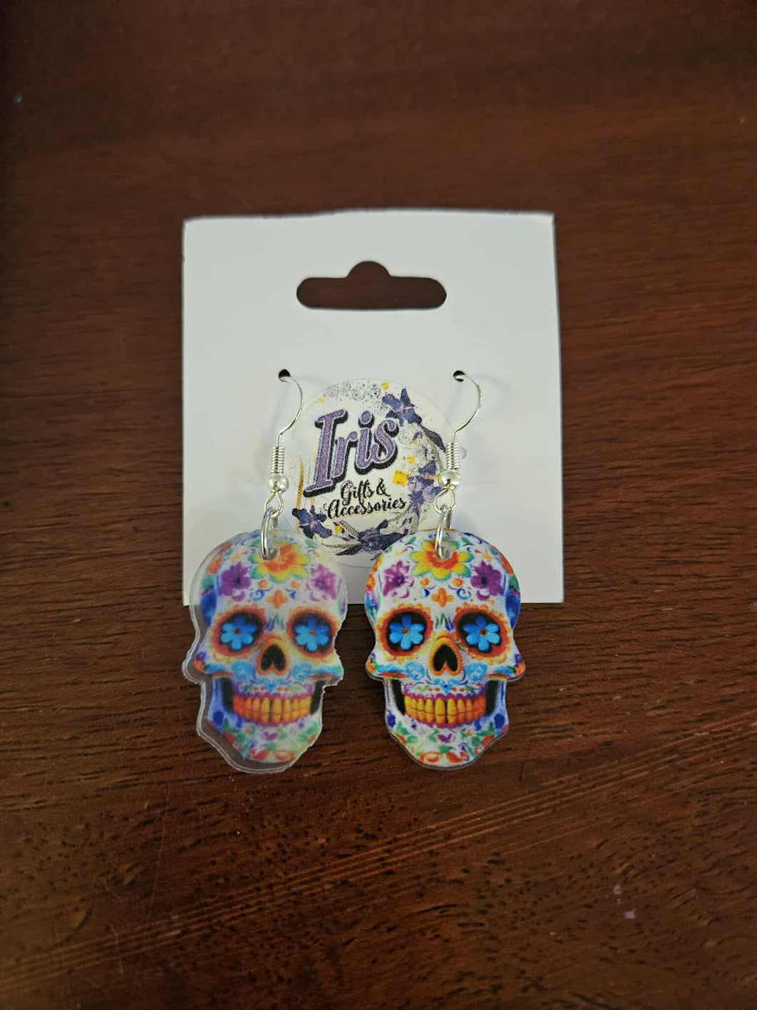 Flower Skull Head Earrings