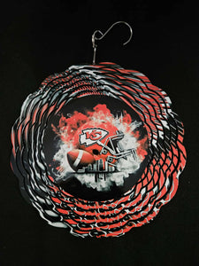 KC Red/Black Football Wind Spinner
