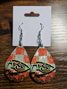 Chiefs Teardrop Glitter Arrowhead Earrings