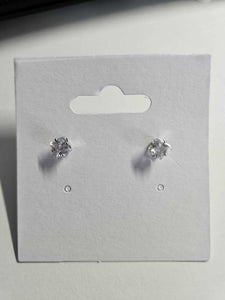 White Gemstone Gold Post Earrings