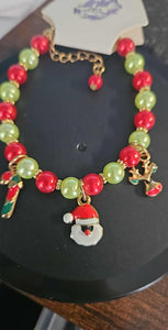 Christmas Santa Claus Cane Deer Beads Bracelet