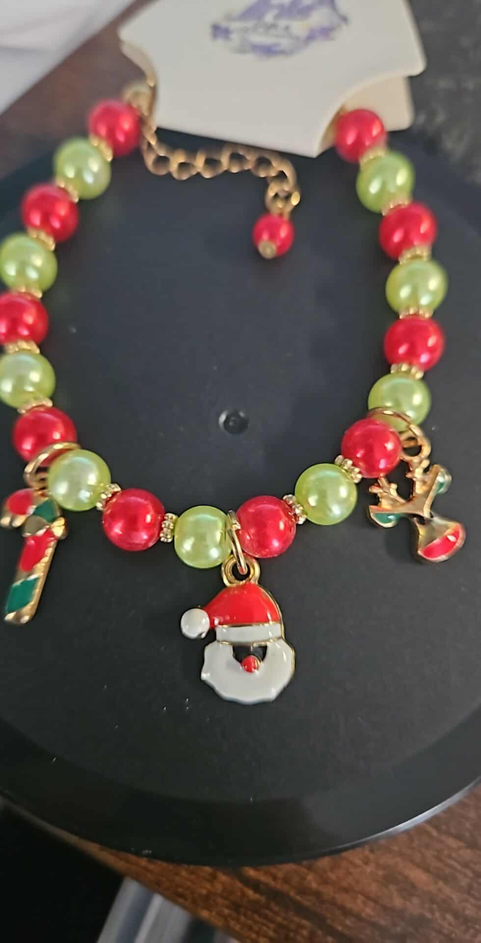 Christmas Santa Claus Cane Deer Beads Bracelet