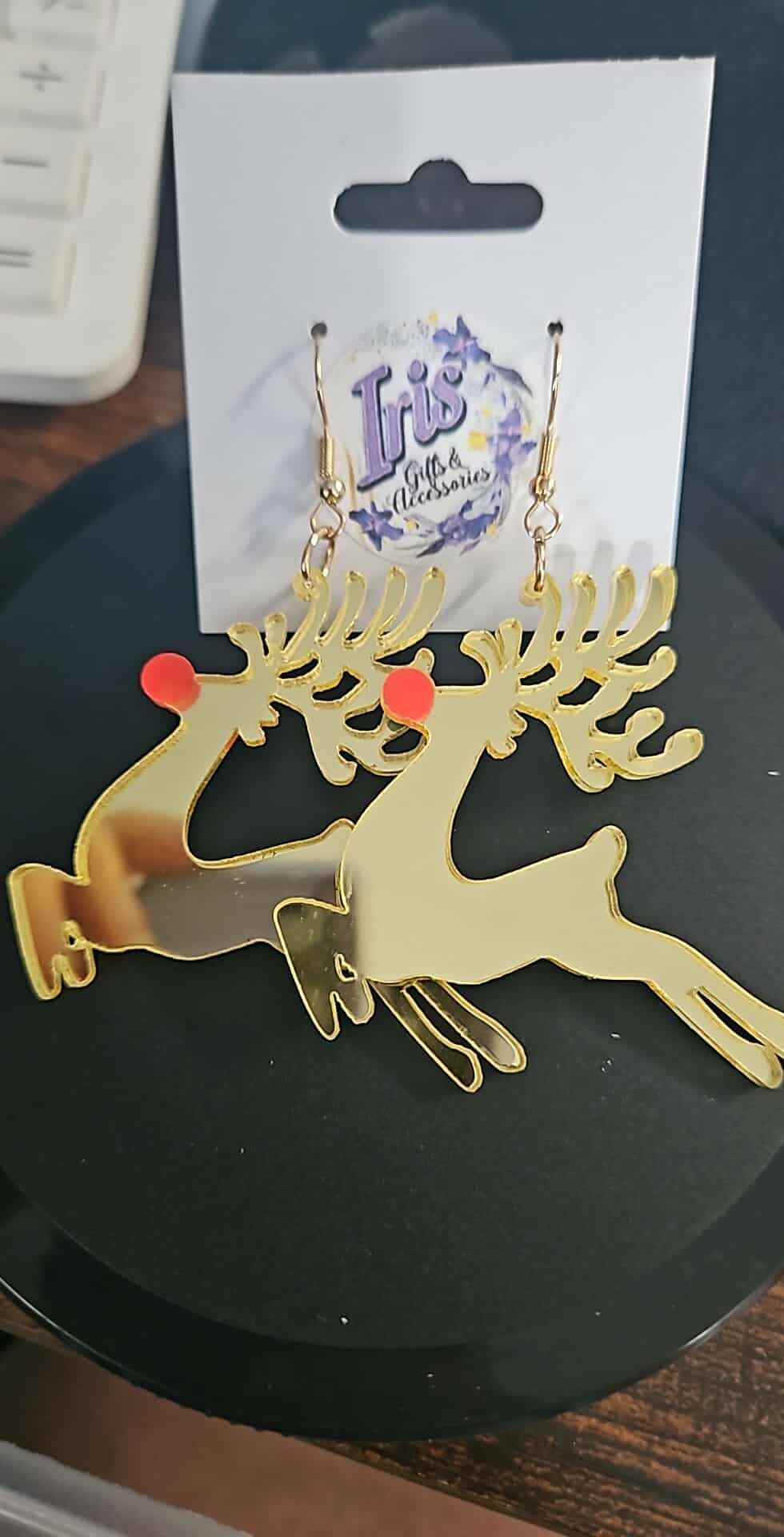 Gold Deer Dangle Earrings