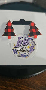 Red Plaid Christmas Post Earrings