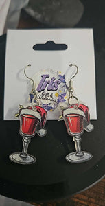 Christmas Wine Glass Earrings