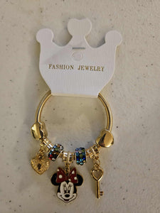 Minnie Mouse Little Girls Stretchy Bracelet - Gold