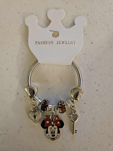 Minnie Mouse Little Girls Stretchy Bracelet - Silver