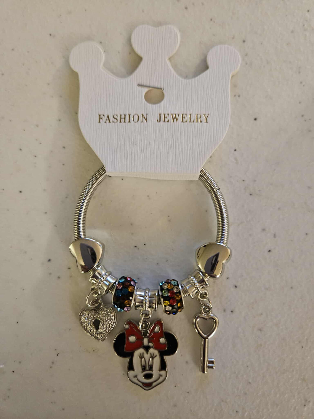Minnie Mouse Little Girls Stretchy Bracelet - Silver