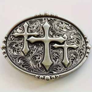 Oval 3 Crosses Belt Buckle