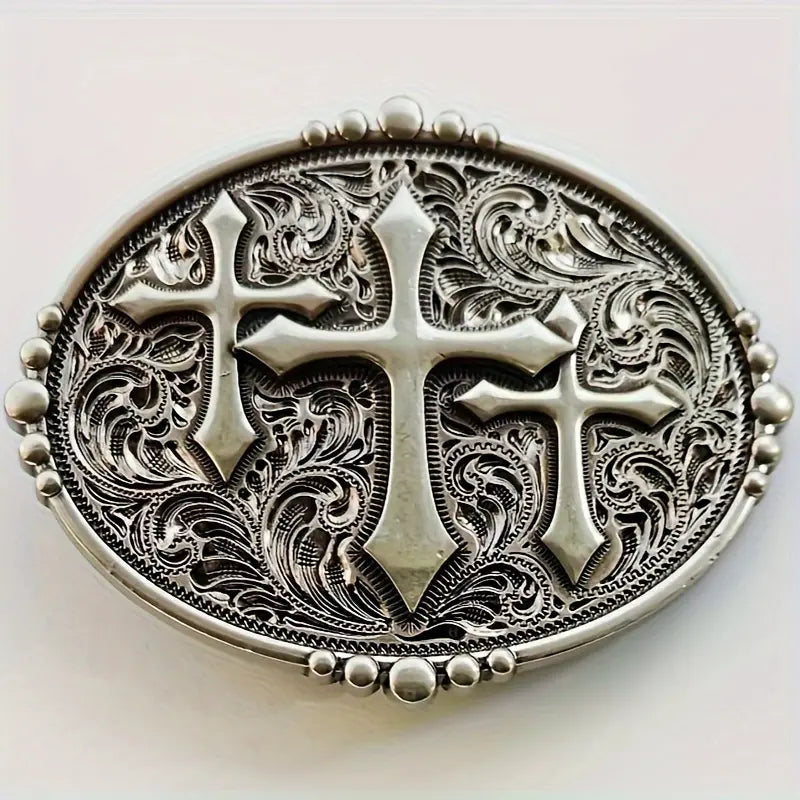 Oval 3 Crosses Belt Buckle