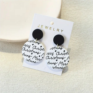 Elegant Merry Christmas Letter Print Acrylic Earrings