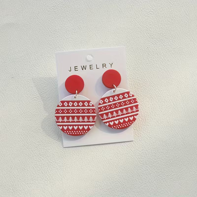 Red/White Christmas Tree Earrings