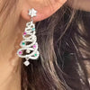 Silvery Christmas Tree Post Earrings