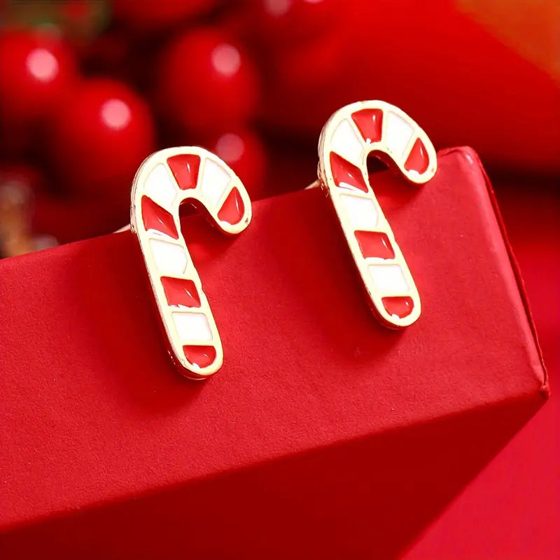 Tiny Candy Cane Stud Earrings