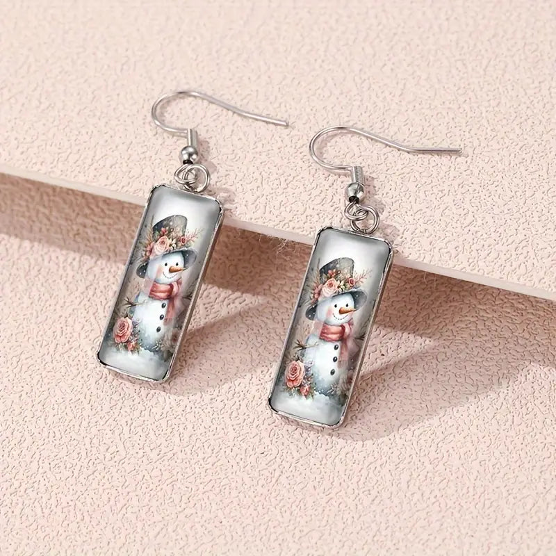 Snowman Flower Dangle Earrings