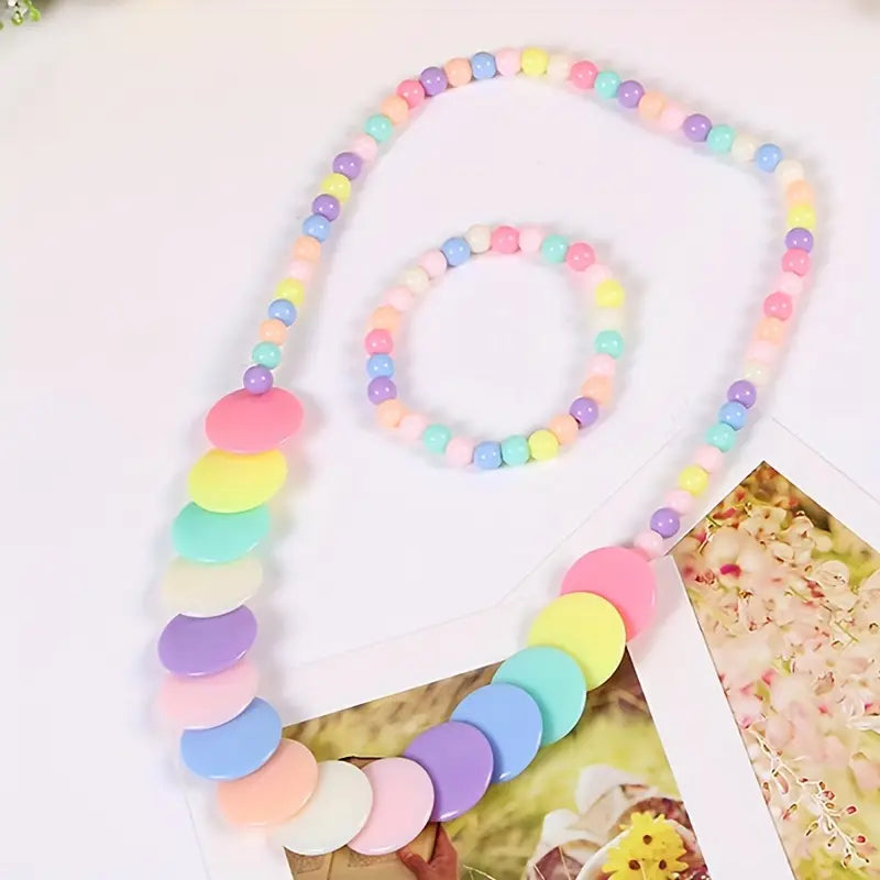 Colorful Circles Necklace & Bracelet Set