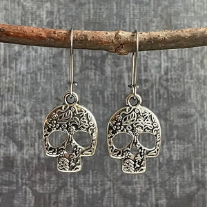 Silver Skull Head Earrings