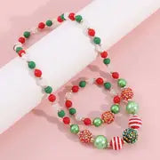 Girls Colorful Christmas Bead Necklace & Bracelet Set