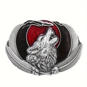 Embossed Wolf Belt Buckle