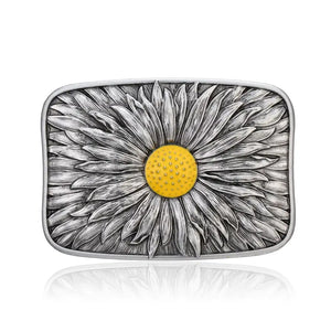 Western Yellow Flower Burst Belt Buckle