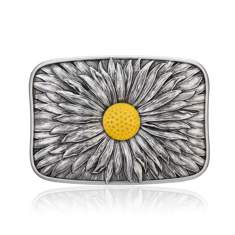 Western Yellow Flower Burst Belt Buckle