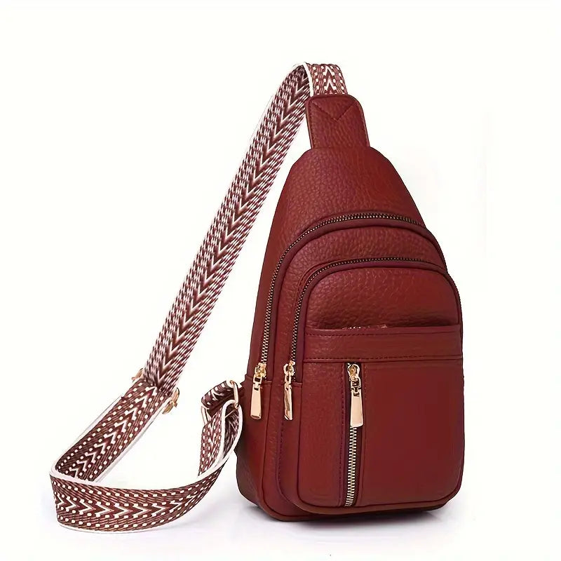 Brink Red Synthetic Leather Sling Purse