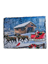 Load image into Gallery viewer, Santa With Sleigh Christmas Scene Slate Picture
