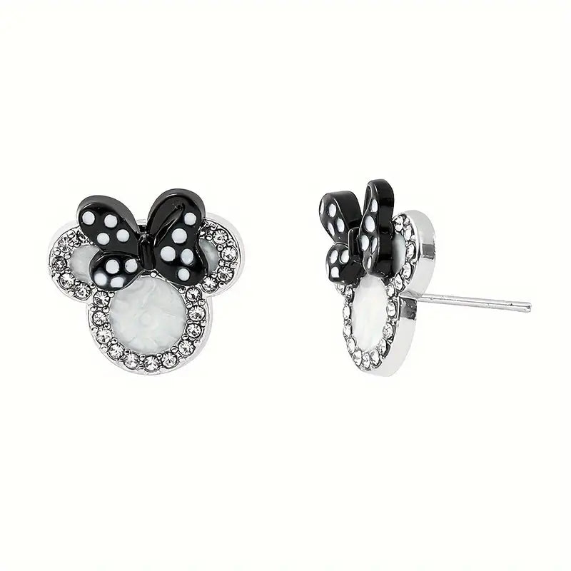 Cute Animal Mouse Head Stud Earrings - Black