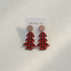 Red/Black Plaid Christmas Tree Earrings
