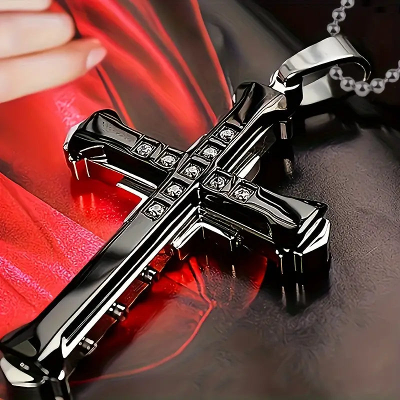 Black Simple Cross Pendant Necklace