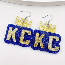 Load image into Gallery viewer, Letter KC Design Baseball Earrings
