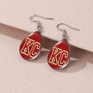 Red KC Glitter Look Dangle Earrings