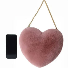 Load image into Gallery viewer, Pink Heart Shaped Plush Bag
