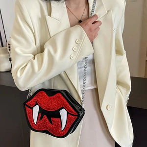 Vampire Lip-Shaped Crossbody Bag