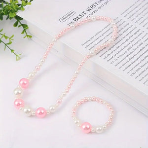 Pink & White Pearl Little Girls Necklace