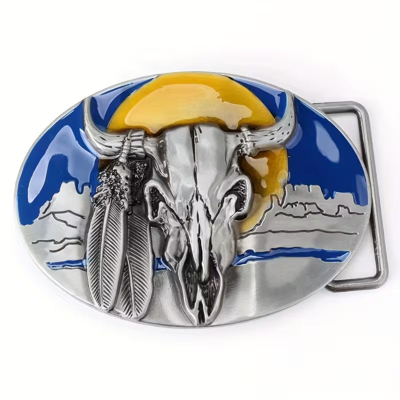 Bull Head Skeleton Belt Buckle