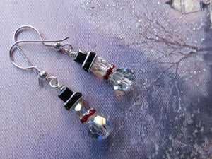 Red Crystal Snowmen Earrings