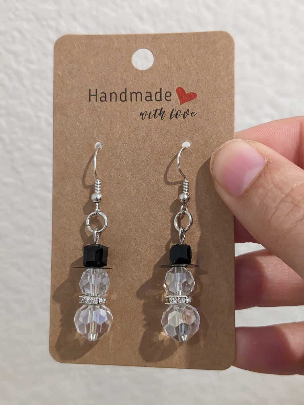 White Crystal Snowmen Earrings
