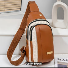 Load image into Gallery viewer, Brown Straw Weaved Texture Sling Purse
